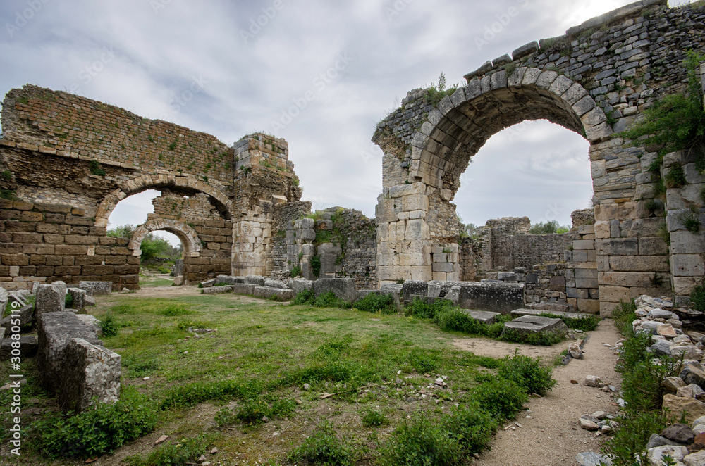 Ruins of faustina bath in Miletus ancient city, Turkey