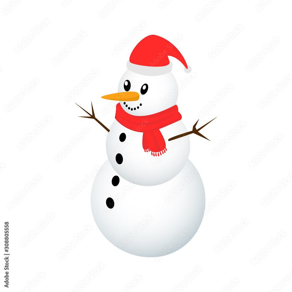 Christmas snowman icon vector illustration isolated on the white background
