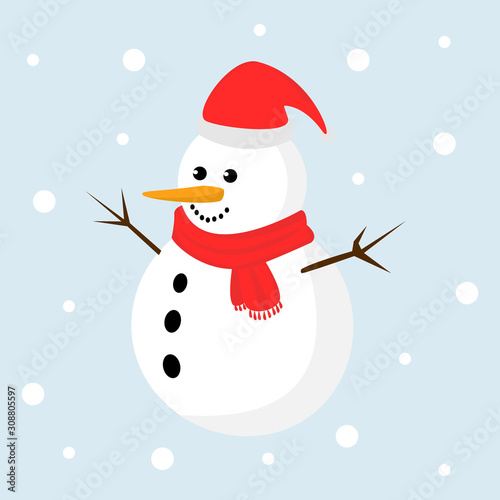 Christmas snowman icon vector illustration isolated on the white background