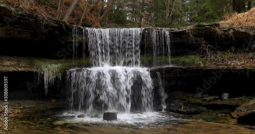 Oglebay Falls, a beautiful tiered waterfall in Oglebay Park near Wheeling, West Virginia, is featured in this seamless video loop photo