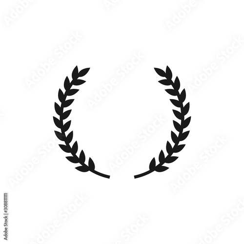 Laurel wreath black isolated simple vector icon. Glyph pictogram.