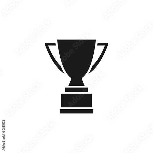 Cup trophy black isolated vector icon. Champion award glyph symbol.