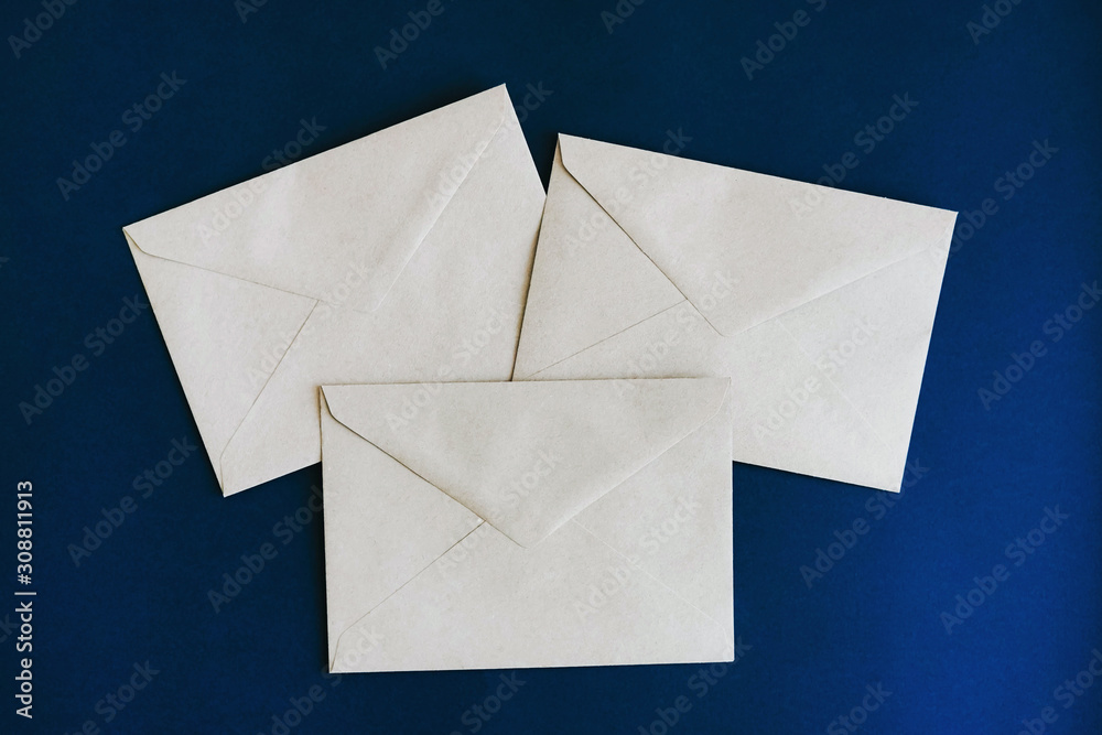 Envelopes for letters on a blue background. Envelopes for letters on a blue background.