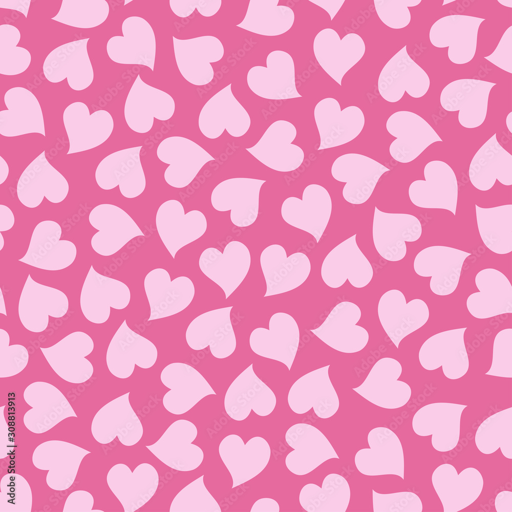 Pink hearts seamless pattern. Love. Valentine's Day background.