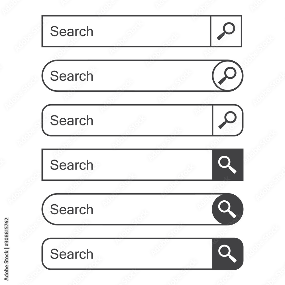 Set of search bars. Web buttons. Vector illustration Set of search bars. Web buttons. Vector illustration