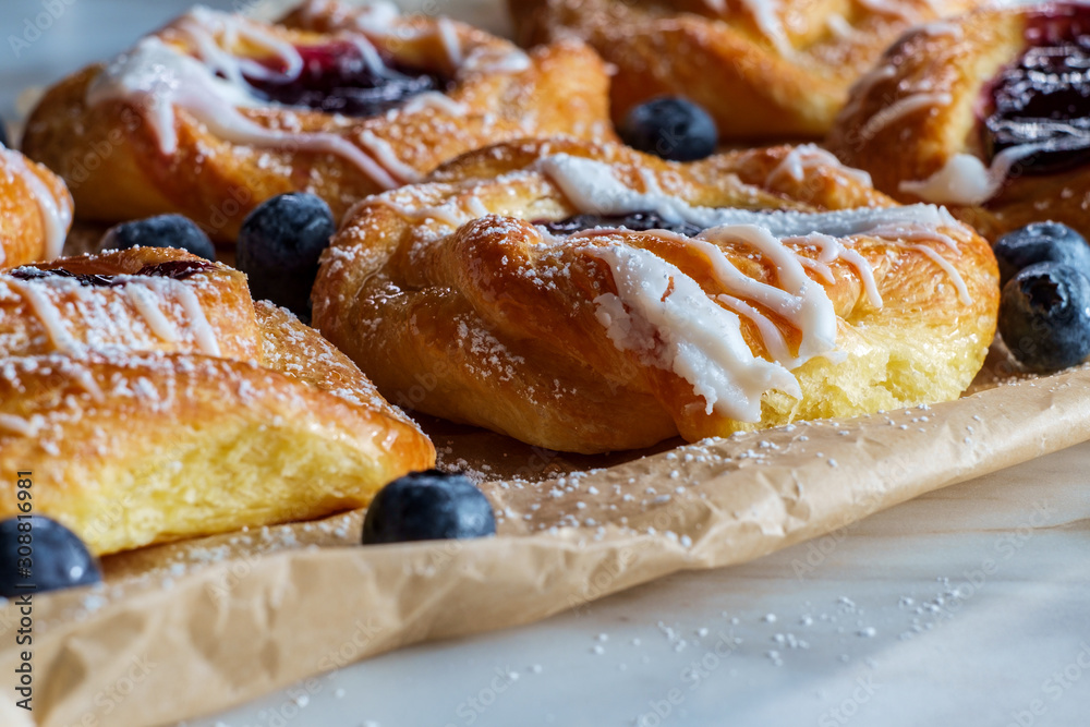 Blueberry Danish Snail Pastries