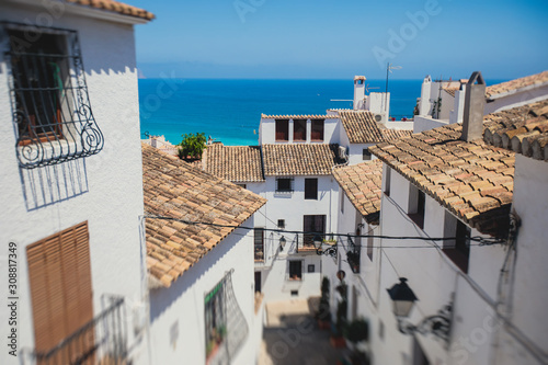 Beautiful summer sunny view of Altea old town, Altea, Marina Baixa, province of Alicante, Mediterranean coast, the Costa Blanca, Valencian Community