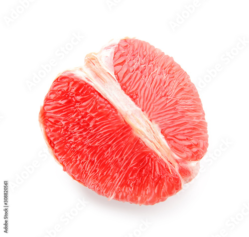 Piece of fresh grapefruit on white background