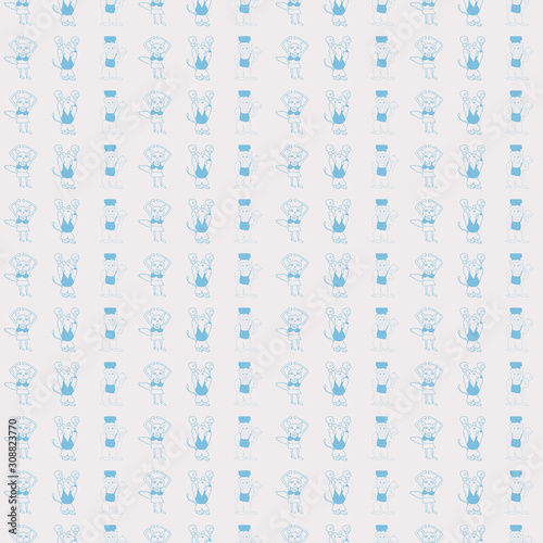 Vector white pastel stripes vertical anthropomorphic characters seamless pattern background