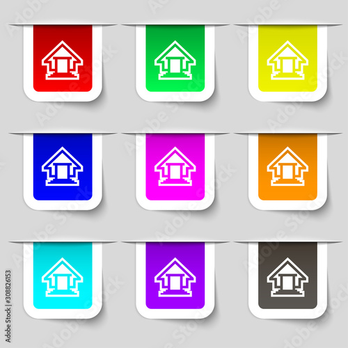 House icon sign. Set of multicolored modern labels for your design.  photo