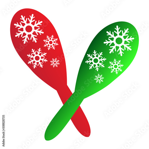 Isolated colored maracas for christmas - Vector illustration