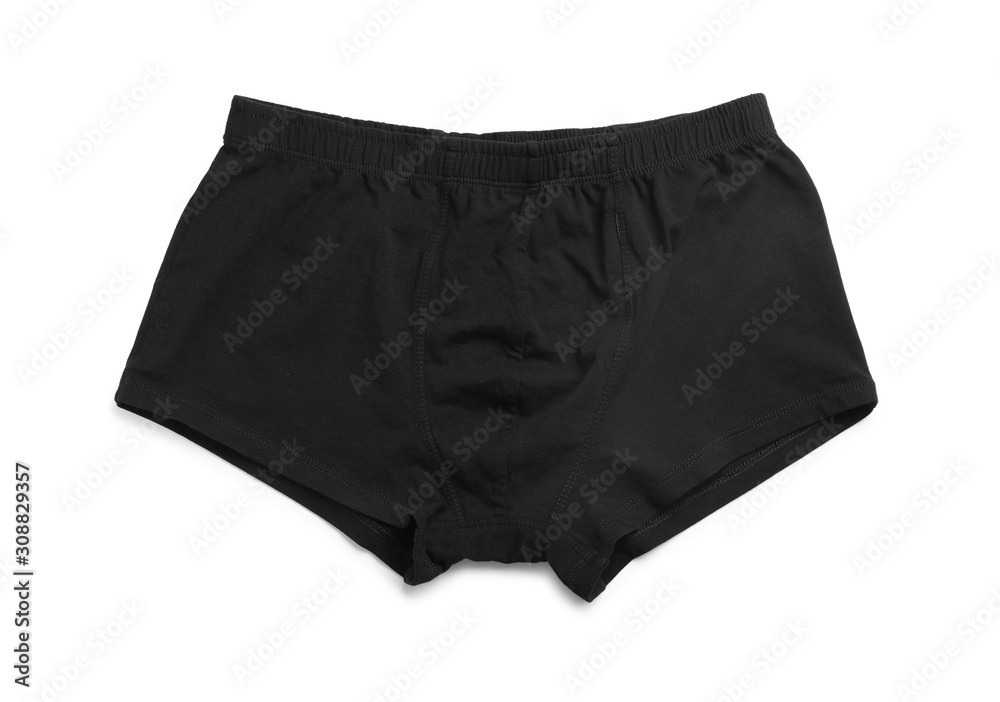Comfortable black men's underwear isolated on white, top view Comfortable black men's underwear isolated on white, top view
