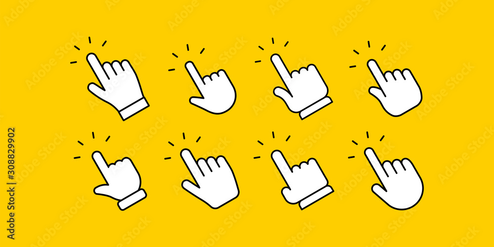 Obraz premium Hand click icon collection. Clicking hands vector icons set.