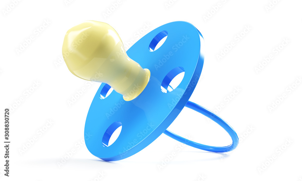 Blue baby dummy 3D render illustration isolated on white background Blue baby dummy 3D render illustration isolated on white background