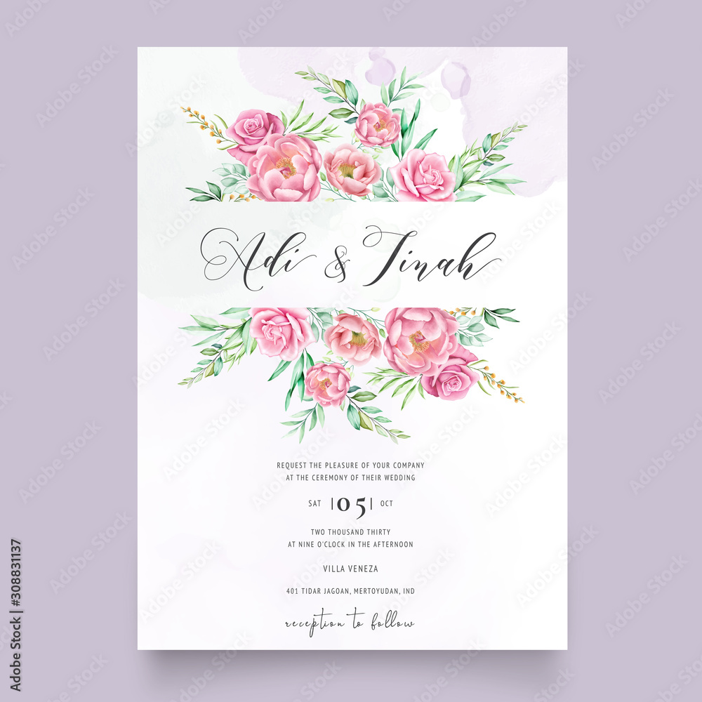 beautiful roses and peonies wedding card template beautiful roses and peonies wedding card template