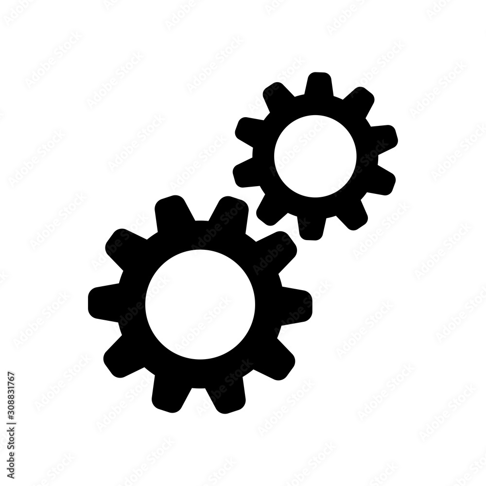Gears icon, system settings symbol. Cogwheel pictogram. Gears icon, system settings symbol. Cogwheel pictogram.