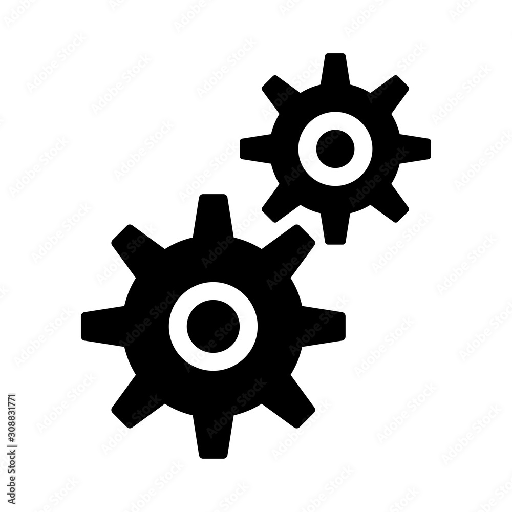 Gears icon, system settings symbol. Cogwheel pictogram.