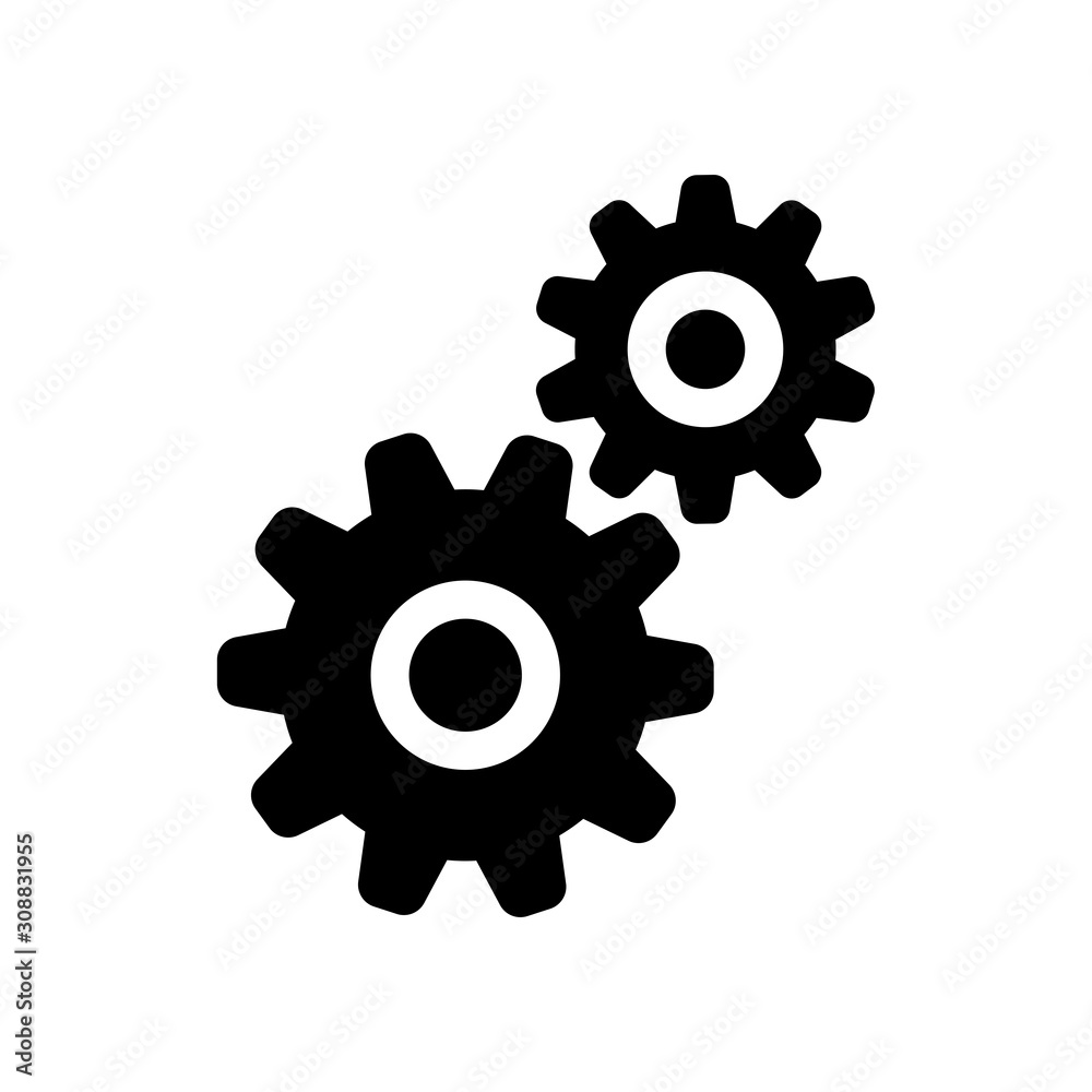 Gears icon, system settings symbol. Cogwheel pictogram. Gears icon, system settings symbol. Cogwheel pictogram.