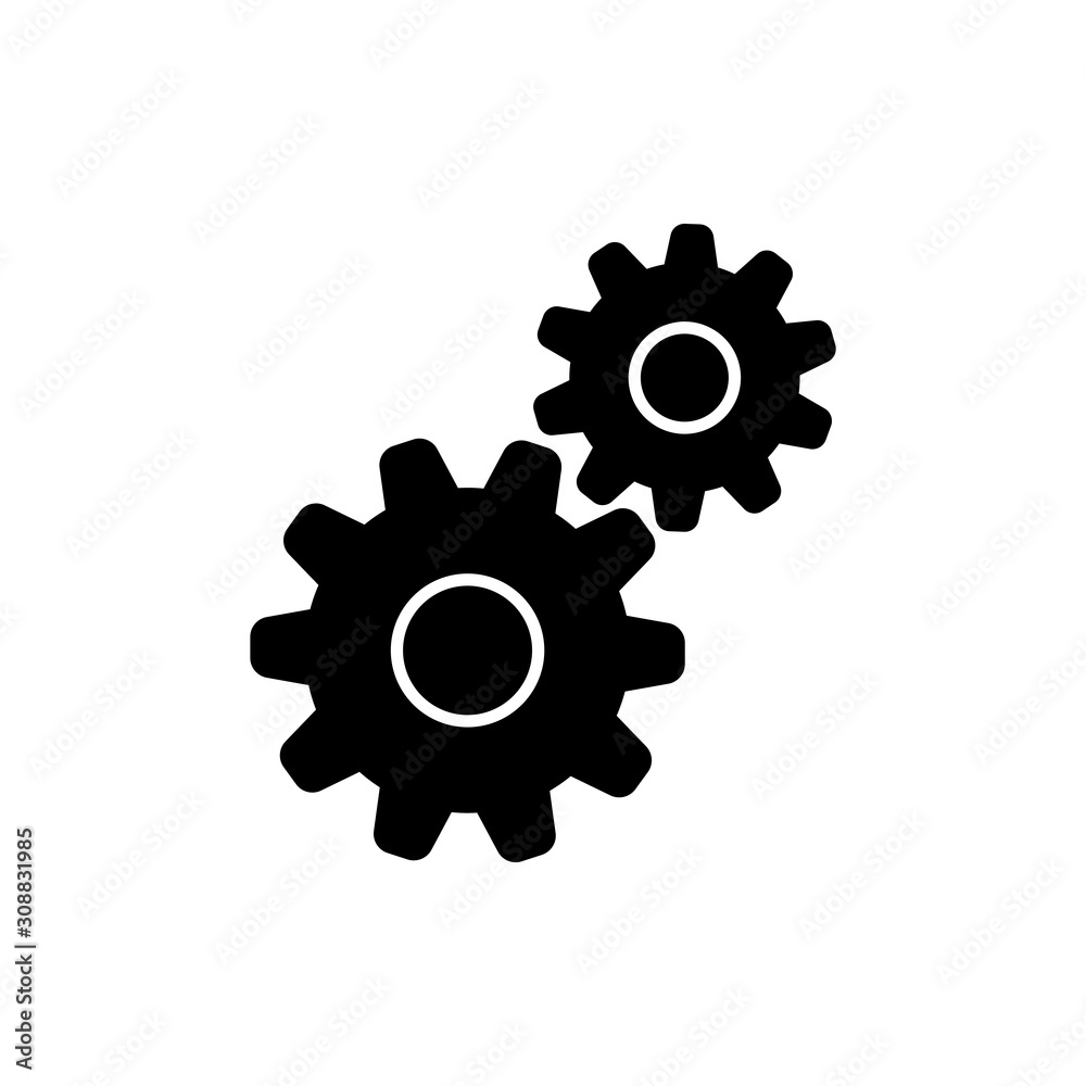 Gears icon, system settings symbol. Cogwheel pictogram. Gears icon, system settings symbol. Cogwheel pictogram.
