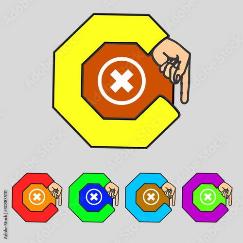 cancel icon. Flat modeern design Set colourful web buttons.  photo