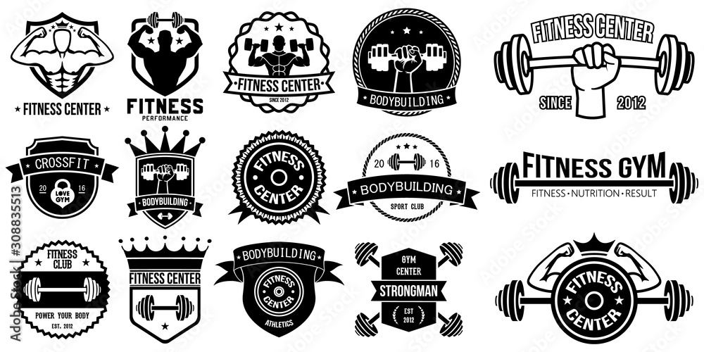 Set of fitness emblems Set of fitness emblems