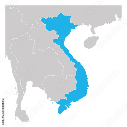 Map of Vietnam green highlighted with neighbor countries