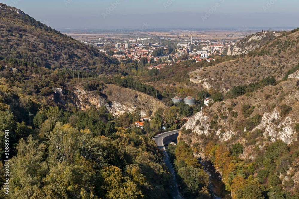 Panoramic view of town of Asenovgrad, Bulgaria