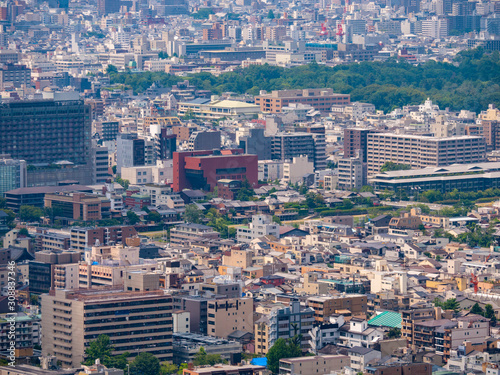 View of Kyoto City from the stage of Shogunzuka Seiryuden in Yamashina-ku, Kyoto, Japan photo