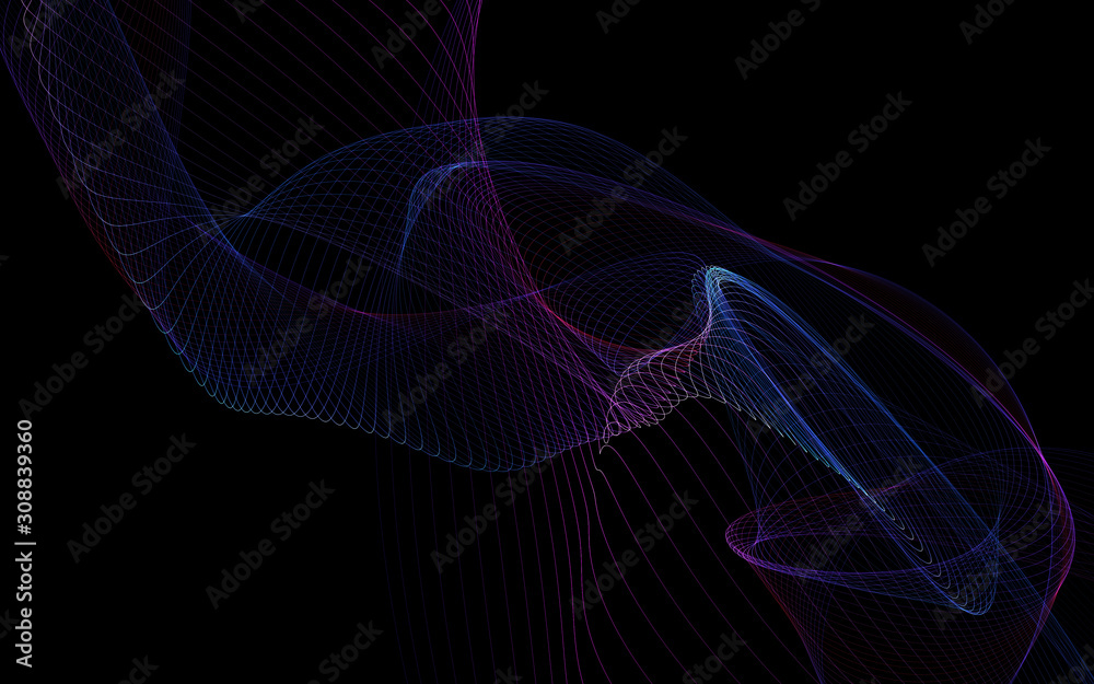 Naklejka premium Dark abstract background with a glowing abstract waves