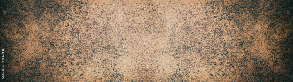 Old brown rustic leather texture - Panorama background long - obrazy, fototapety, plakaty 