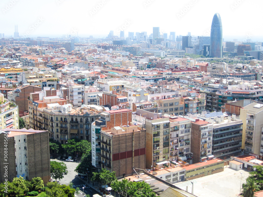 Beautiful panoramic view of the city of Barcelona, Spain.