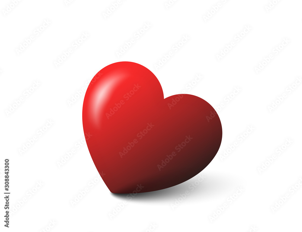 Red volumetric heart. Glare, shadow. 3D effect. Valentine's day. Vector element isolated on light background. Red volumetric heart. Glare, shadow. 3D effect. Valentine's day. Vector element isolated on light background.