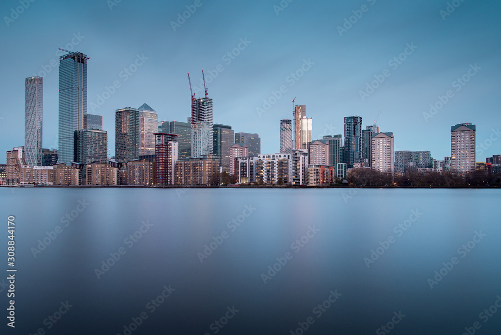 Skyline of Canary Wharf District, the Financial District in London, With New Skyscrapers Rising