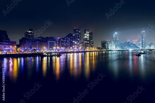 Night View of Buildings and Skyscrapers of West London, UK © Donatas Dabravolskas