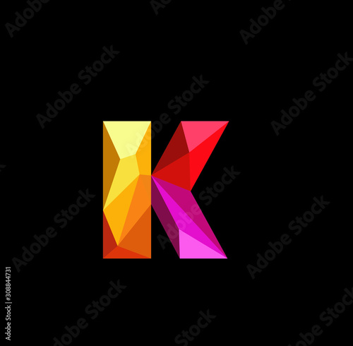 ow poly letter k logo vector download
