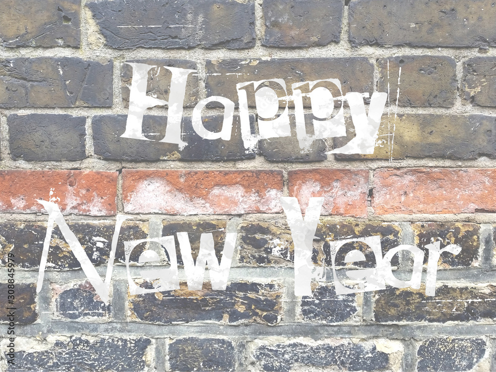 Fototapeta premium Happy New Year, Grungy Wall Background