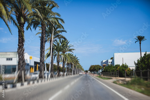 Beautiful street view of Denia, Marina Alta with harbor and skyline, Montgo mountain, beach and city, province of Alicante, Valencia, Spain © tsuguliev