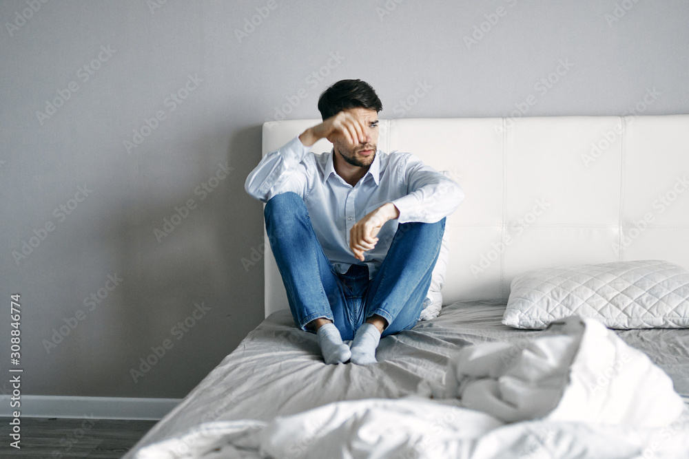 businessman sitting on sofa and working on laptop