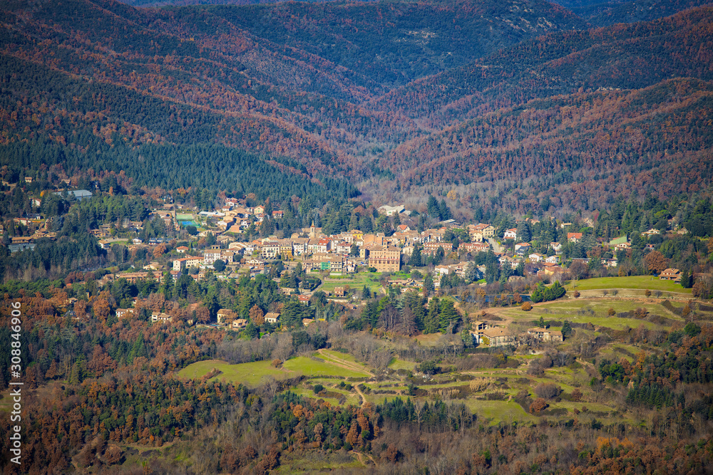 Small village Viladrau in a Spanish mountain Montseny.