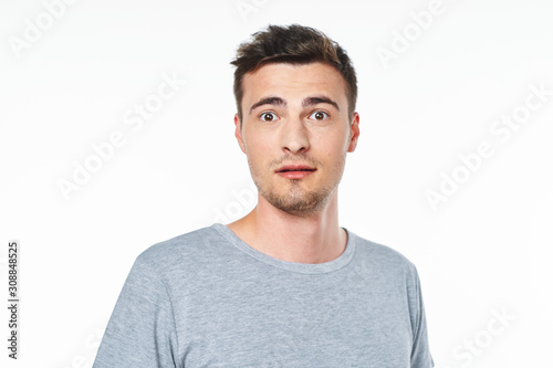 portrait of young man isolated on white background