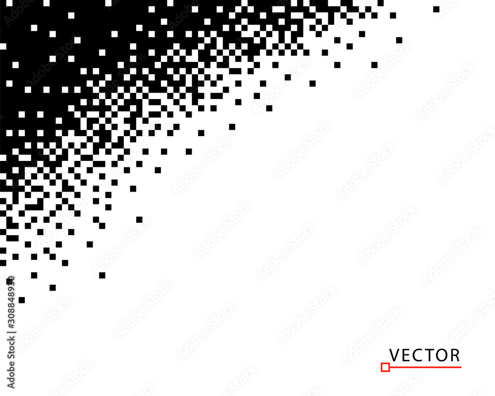 Pixel abstract background. Monochrome style. Banner. Vector illustration with space for text.