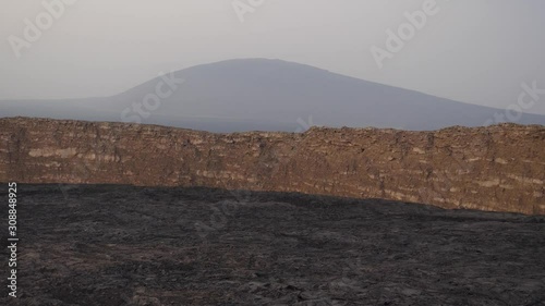 Danakil Depression and Dallol volcano in Ethiopia, wide establishing shot.