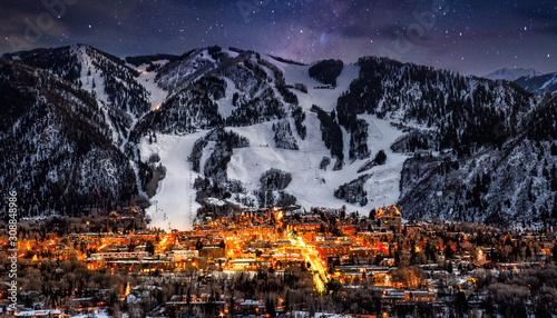 Aspen Colorado with stars in background  photo