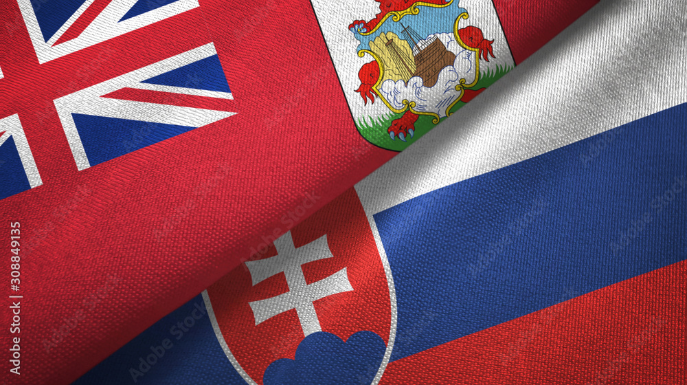 Bermuda and Slovakia two flags textile cloth, fabric texture Bermuda and Slovakia two flags textile cloth, fabric texture