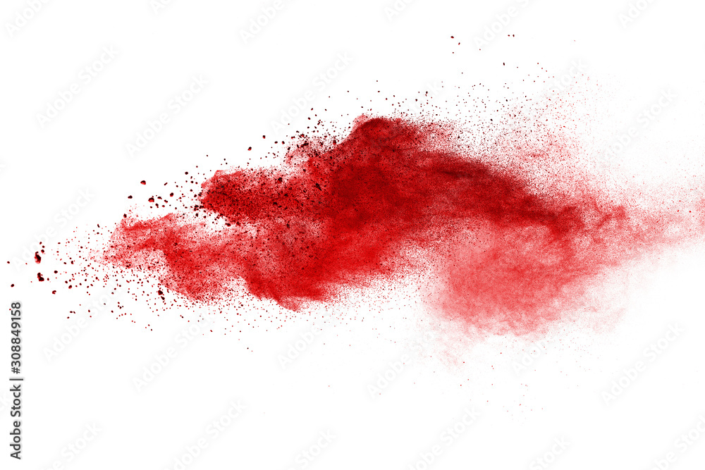 Red powder explosion on white background. Colored cloud. Colorful dust explode. Paint Holi. Red powder explosion on white background. Colored cloud. Colorful dust explode. Paint Holi.