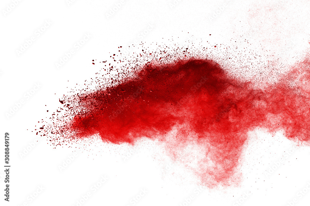 Red powder explosion on white background. Colored cloud. Colorful dust explode. Paint Holi. Red powder explosion on white background. Colored cloud. Colorful dust explode. Paint Holi.