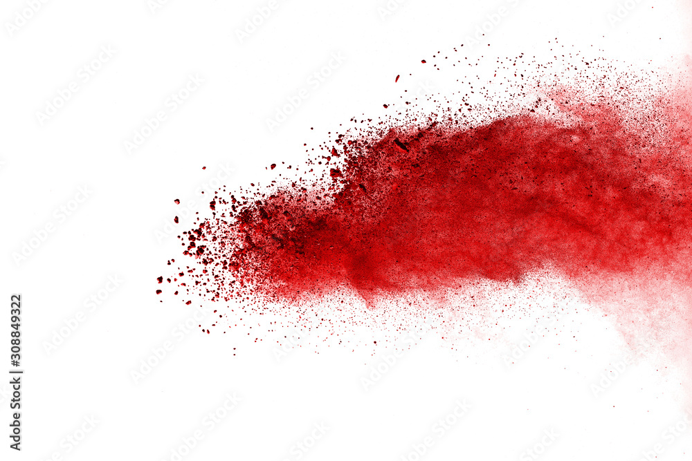 Red powder explosion on white background. Colored cloud. Colorful dust explode. Paint Holi. Red powder explosion on white background. Colored cloud. Colorful dust explode. Paint Holi.