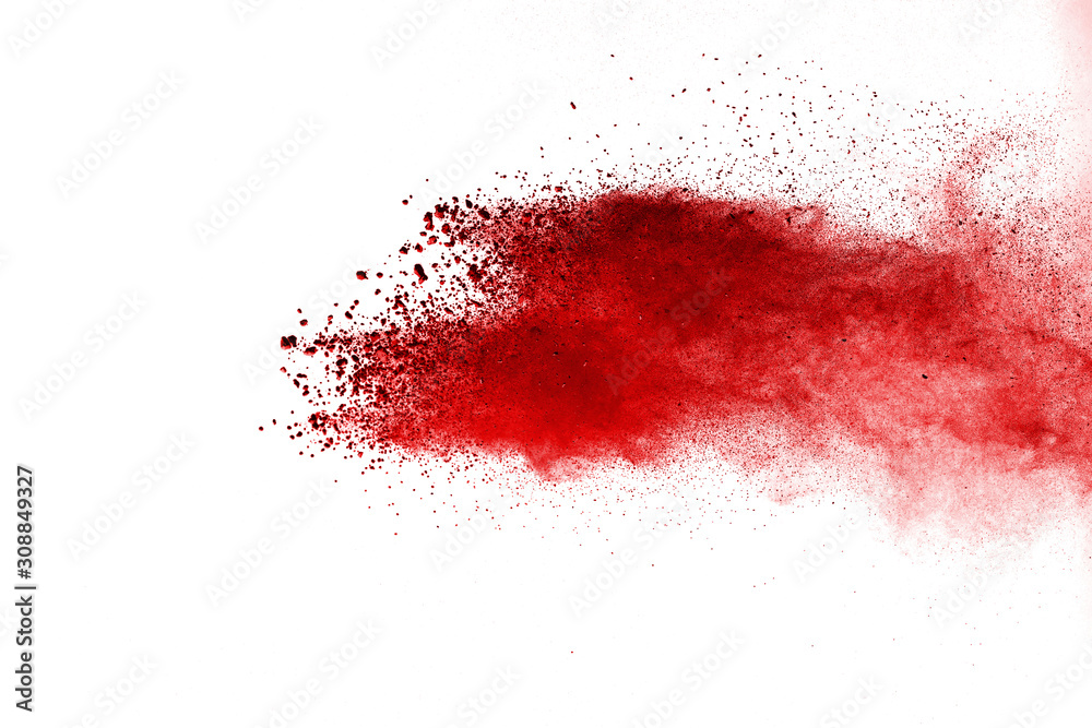 Red powder explosion on white background. Colored cloud. Colorful dust explode. Paint Holi. Red powder explosion on white background. Colored cloud. Colorful dust explode. Paint Holi.