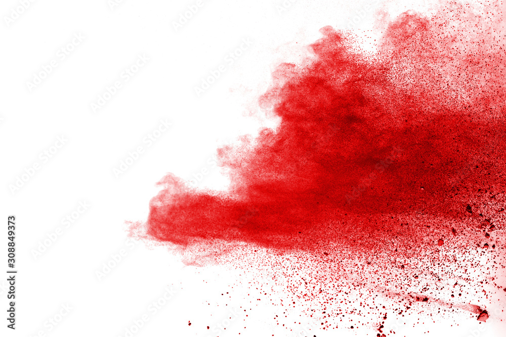 Red powder explosion on white background. Colored cloud. Colorful dust explode. Paint Holi. Red powder explosion on white background. Colored cloud. Colorful dust explode. Paint Holi.