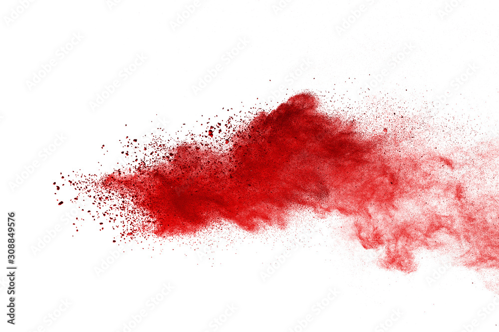 Red powder explosion on white background. Colored cloud. Colorful dust explode. Paint Holi. Red powder explosion on white background. Colored cloud. Colorful dust explode. Paint Holi.